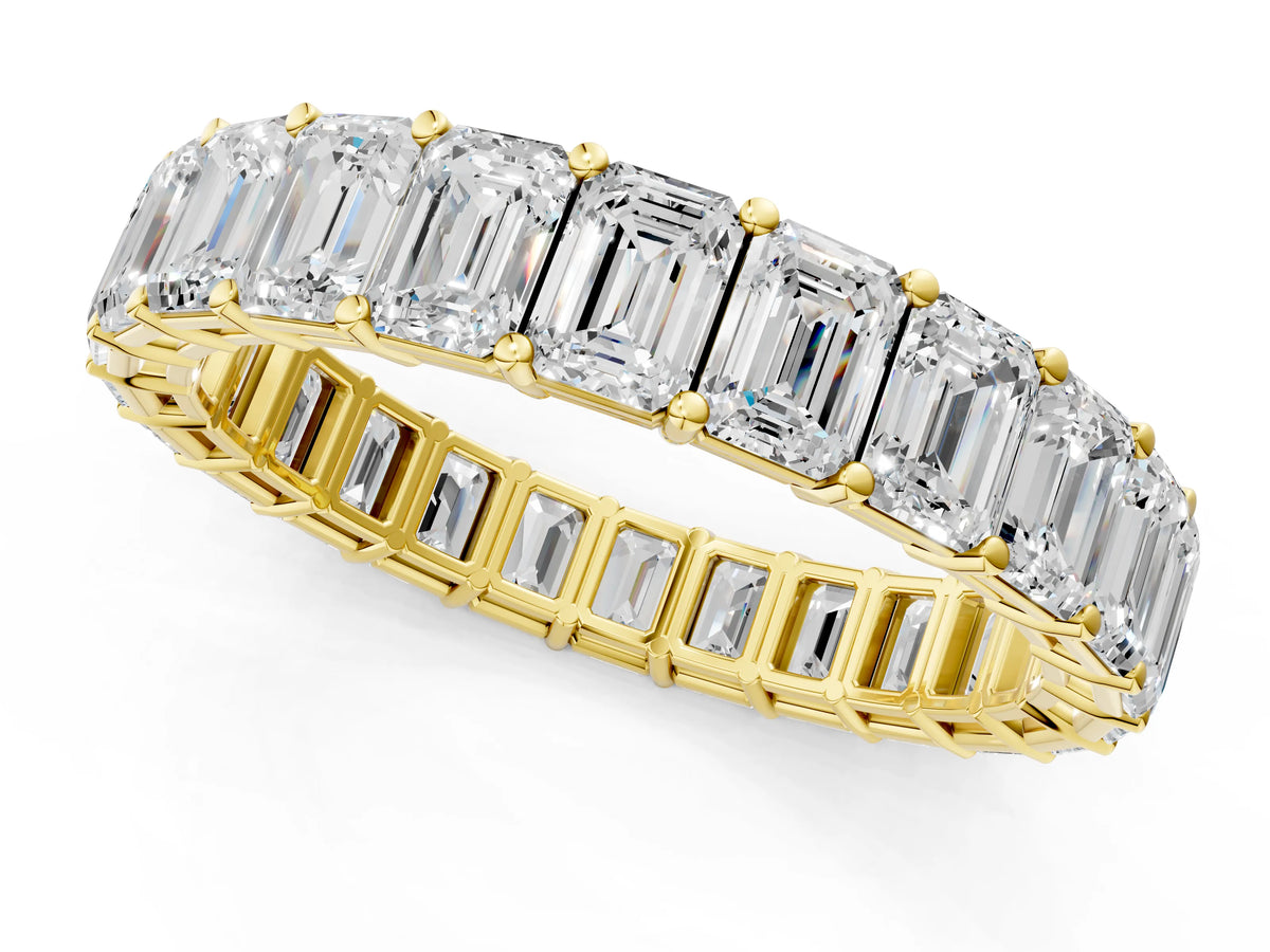 Yellow gold Emerald Cut Diamond Eternity Band with Shared Prong Setting_1
