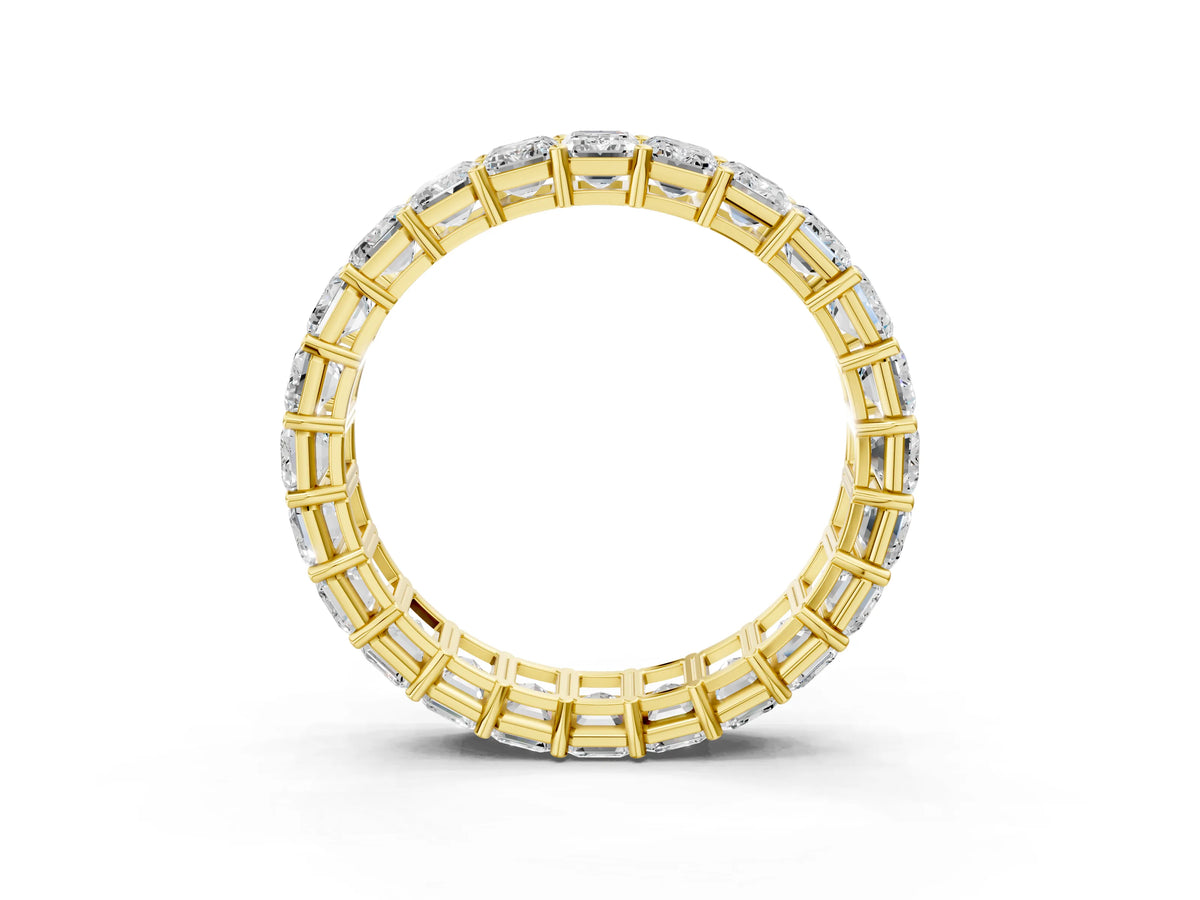 Yellow gold Emerald Cut Diamond Eternity Band with Shared Prong Setting_3