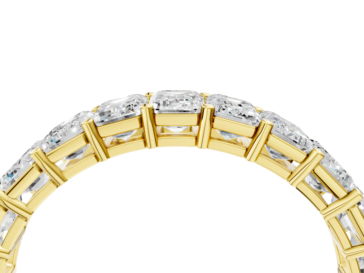 Yellow gold Emerald Cut Diamond Eternity Band with Shared Prong Setting_4
