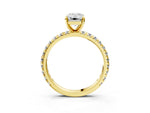 Yellow gold Emerald Cut Diamond Pavé Solitaire Ring with Round Band and Prong Setting_3