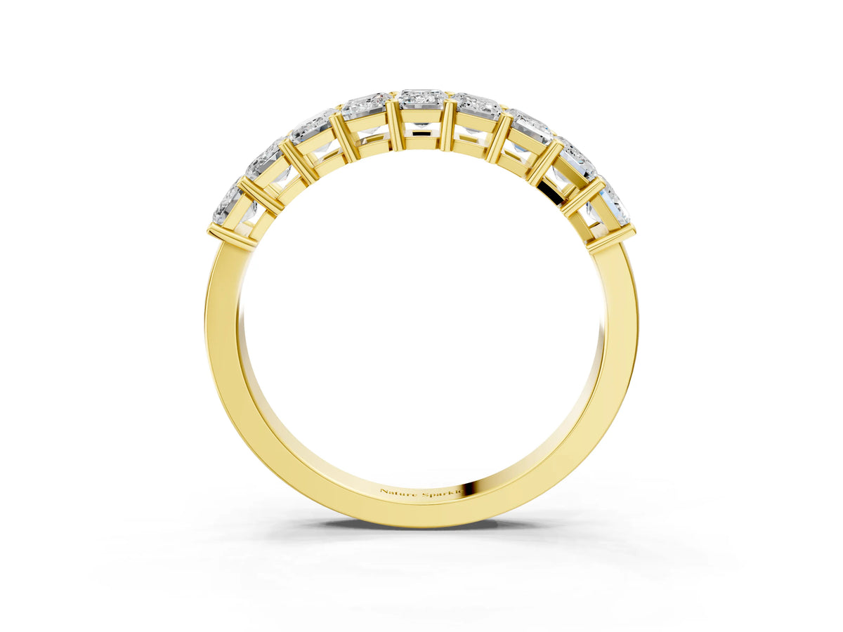 Yellow gold Emerald Cut Diamond Prong-Set Eternity Band_3