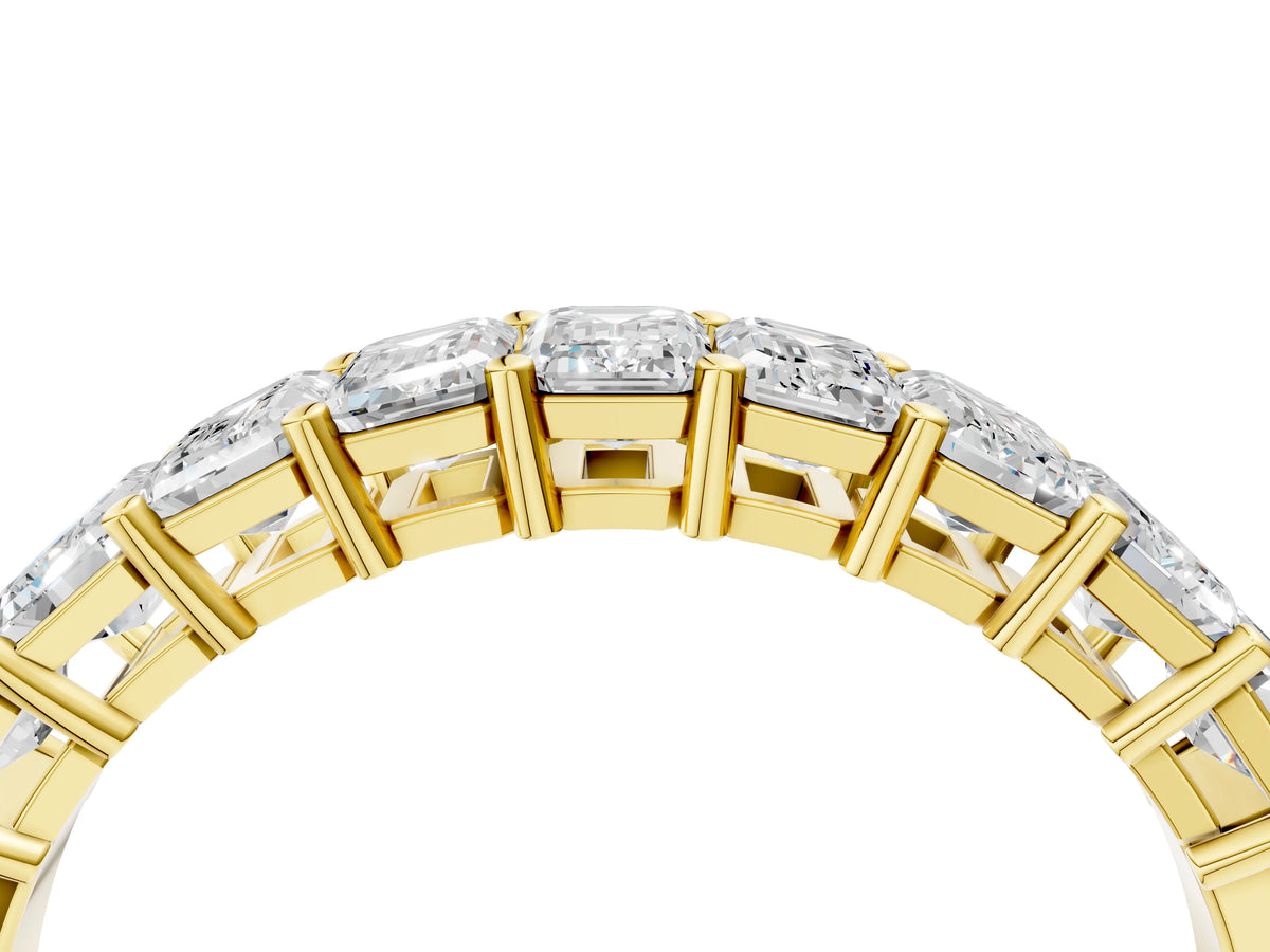 Yellow gold Emerald Cut Diamond Prong-Set Eternity Band_4