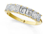 Yellow gold Emerald Cut Diamond Prong-Set Half Eternity Band_1