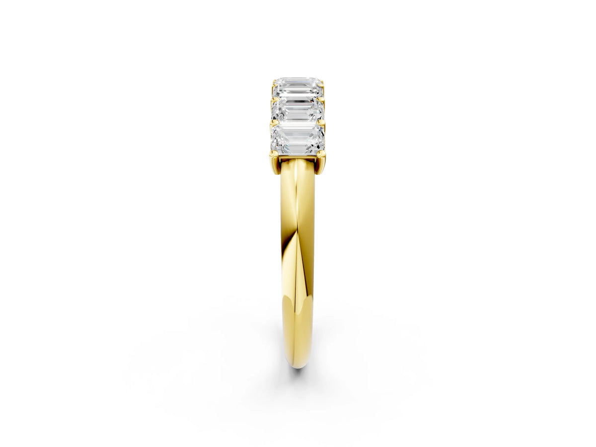 Yellow gold Emerald Cut Diamond Prong-Set Half Eternity Band_2