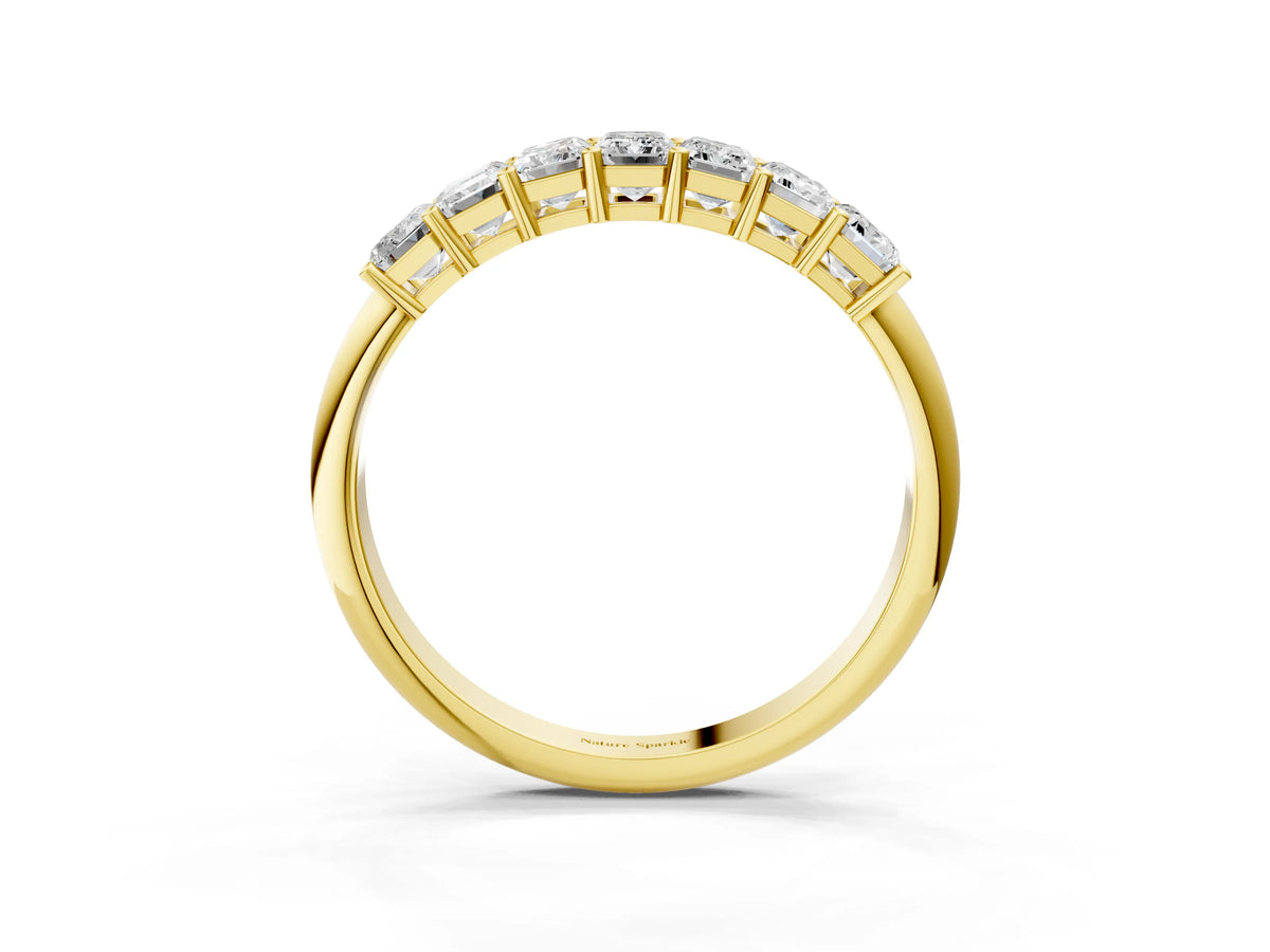 Yellow gold Emerald Cut Diamond Prong-Set Half Eternity Band_3