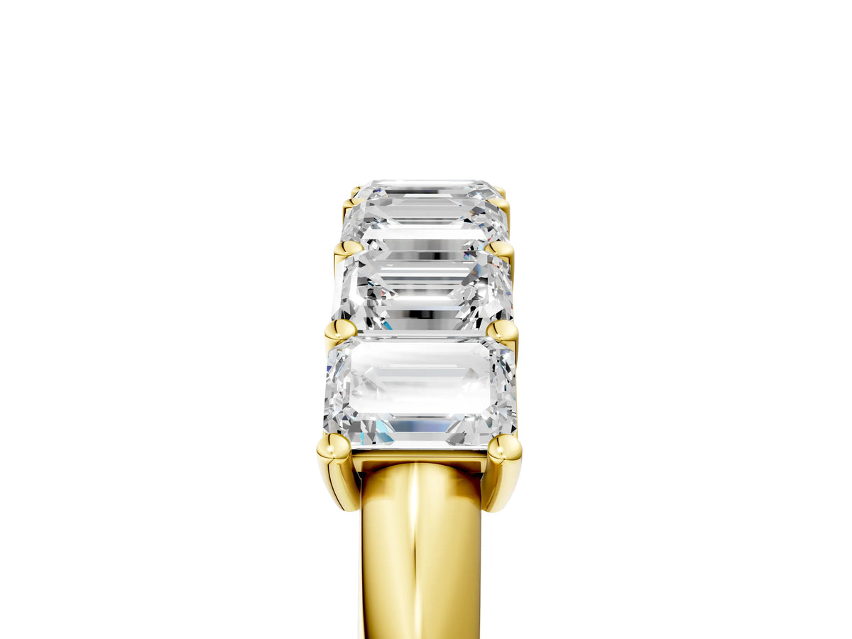 Yellow gold Emerald Cut Diamond Prong-Set Half Eternity Band_5