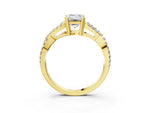 Yellow gold Emerald Cut Diamond Solitaire Ring with Four-Prong Setting and Twisted Pavé Band_3