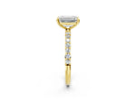 Yellow gold Emerald Cut Diamond Solitaire Ring with Round Moissanite Pavé Band and Prong Setting_2