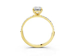 Yellow gold Emerald Cut Diamond Solitaire Ring with Round Moissanite Pavé Band and Prong Setting_3