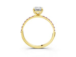Yellow gold Emerald Cut Diamond Solitaire Ring with Round Morganite Pavé Band and Prong Setting_3
