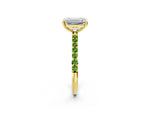 Yellow gold Emerald Cut Diamond Solitaire Ring with Round Peridot Pavé Band and Prong Setting_2