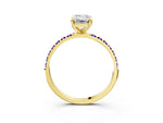 Yellow gold Emerald Cut Diamond Solitaire Ring with Round Tanzanite Pavé Band and Prong Setting_3