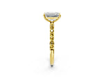 Yellow gold Emerald Cut Diamond Solitaire Ring with Round Yellow Sapphire Pavé Band and Prong Setting_2