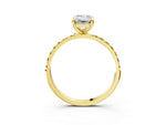 Yellow gold Emerald Cut Diamond Solitaire Ring with Round Yellow Sapphire Pavé Band and Prong Setting_3