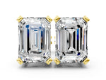 Yellow gold Emerald Cut Diamond Stud Earrings