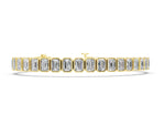 Yellow gold Emerald Cut Diamond Tennis Bracelet with Bezel Setting