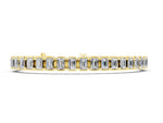 Yellow gold Emerald Cut Diamond Tennis Bracelet with Half Bezel Setting