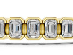 Yellow gold Emerald Cut Diamond Tennis Bracelet with Half Bezel Setting_1