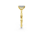 Yellow gold Emerald Cut Solitaire Diamond Ring with Bamboo Band and Four-Prong Setting_2
