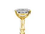 Yellow gold Emerald Cut Solitaire Diamond Ring with Bamboo Band and Four-Prong Setting_5