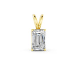 Yellow gold Emerald Cut Solitaire Pendant with Four-Prong Setting