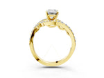 Yellow gold Emerald Cut Solitaire with Pavé Twist Band and Four-Prong Setting_3