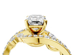 Yellow gold Emerald Cut Solitaire with Pavé Twist Band and Four-Prong Setting_4