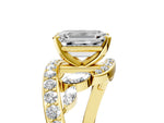 Yellow gold Emerald Cut Solitaire with Pavé Twist Band and Four-Prong Setting_5