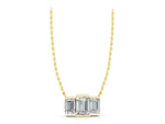 Yellow gold Emerald Cut Three-Stone Bar Pendant with Bar Prong Setting_1