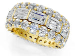 Yellow gold Emerald Cut and Round Diamond Three-Row Eternity Mens Band_1