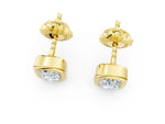 Yellow gold Emerald Diamond Bezel-Set Stud Earrings_1