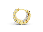 Yellow gold Emerald Diamond Huggie Hoop Earrings_1