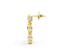 Yellow gold Emerald, Round and Pear Diamond Bezel Drop Earrings_1