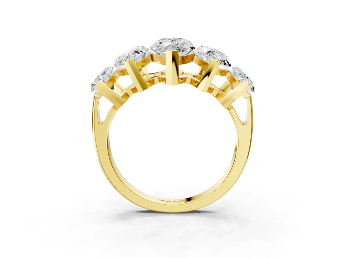 Yellow gold Five-Stone Marquise Diamond Prong Set Band_3