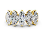 Yellow gold Five Stone Marquise Diamond Prong Set White Gold Band