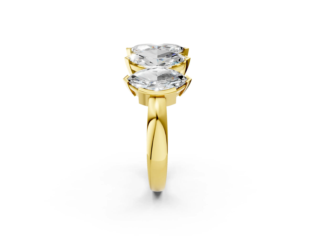 Yellow gold Five Stone Marquise Diamond Prong Set White Gold Band_2