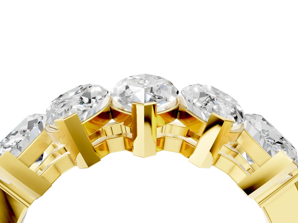 Yellow gold Five Stone Marquise Diamond Prong Set White Gold Band_4