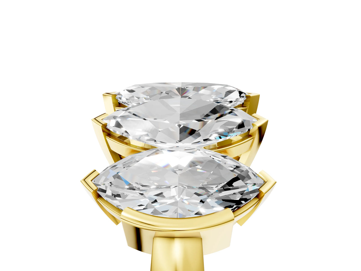 Yellow gold Five Stone Marquise Diamond Prong Set White Gold Band_5