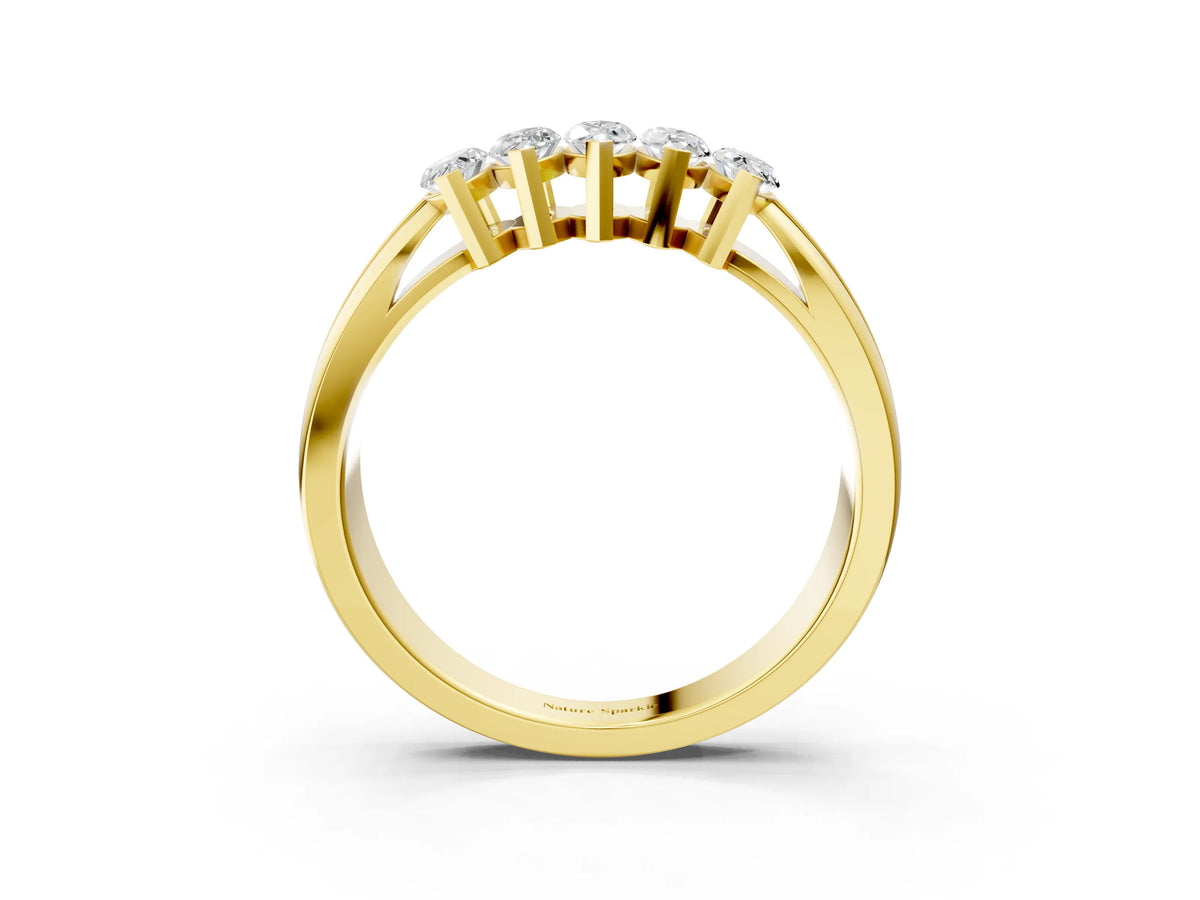 Yellow gold Five-Stone Marquise Diamond Split Shank Ring with Shared Prong Setting_3