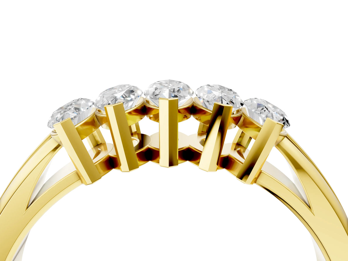 Yellow gold Five-Stone Marquise Diamond Split Shank Ring with Shared Prong Setting_4
