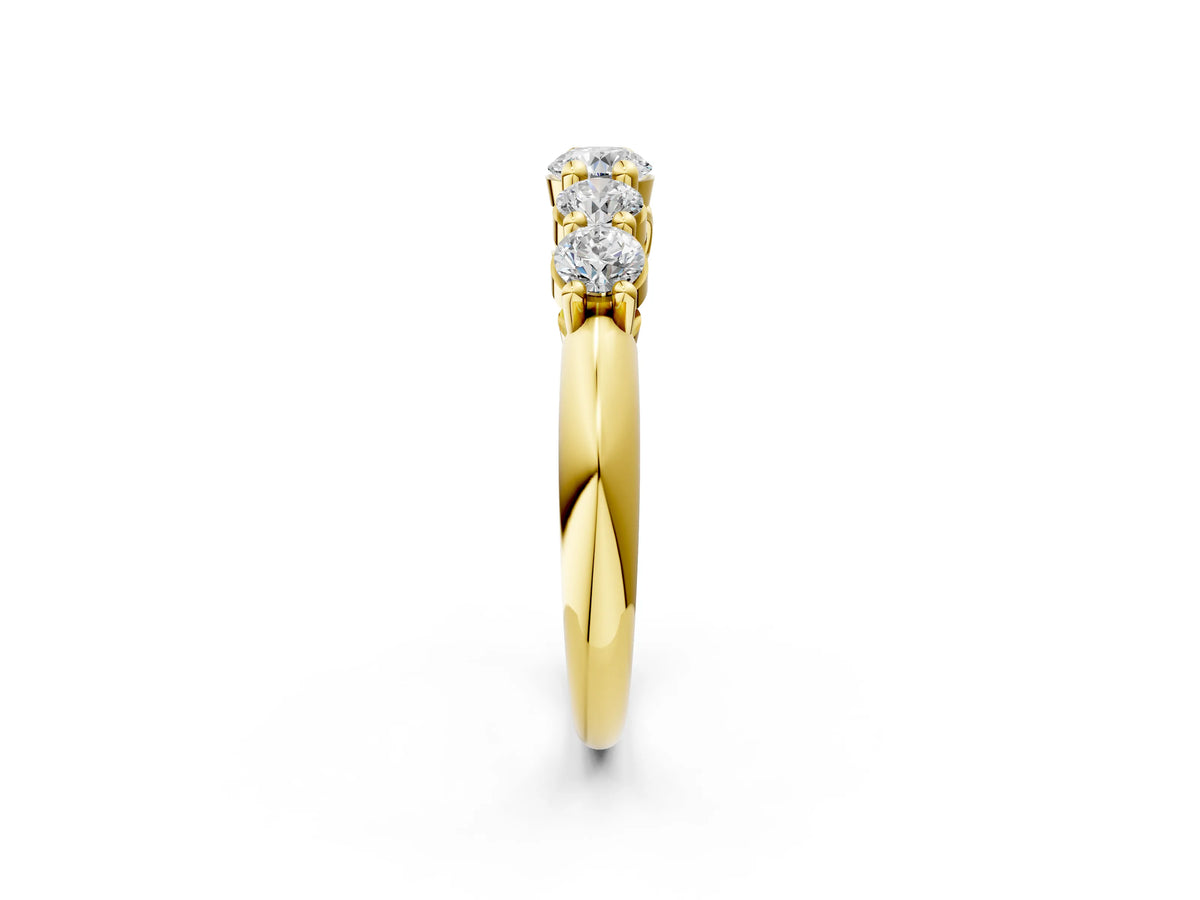 Yellow gold Five-Stone Round Brilliant Diamond Prong Set White Gold Band_2