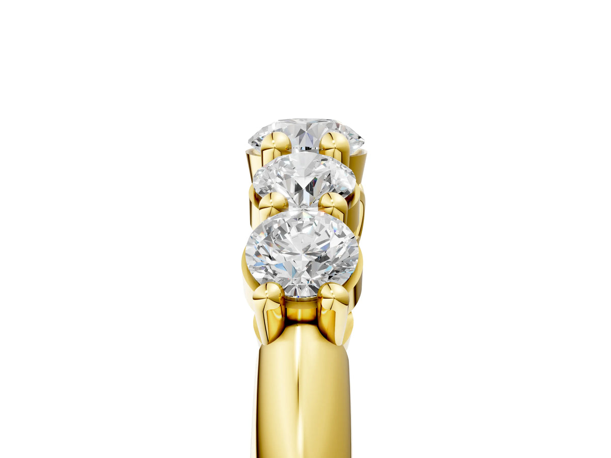 Yellow gold Five-Stone Round Brilliant Diamond Prong Set White Gold Band_5