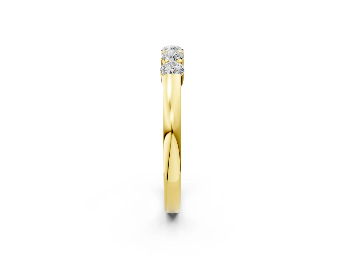Yellow gold Five-Stone Round Diamond Channel Set Band with Shared Prong Setting_2