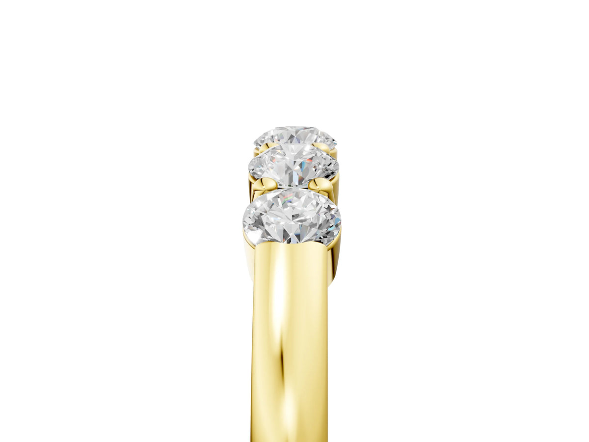 Yellow gold Five-Stone Round Diamond Channel Set Band with Shared Prong Setting_5