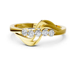 Yellow gold Five-Stone Round Diamond Crossover Band with Prong Setting