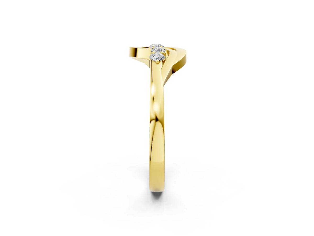 Yellow gold Five-Stone Round Diamond Crossover Band with Prong Setting_2