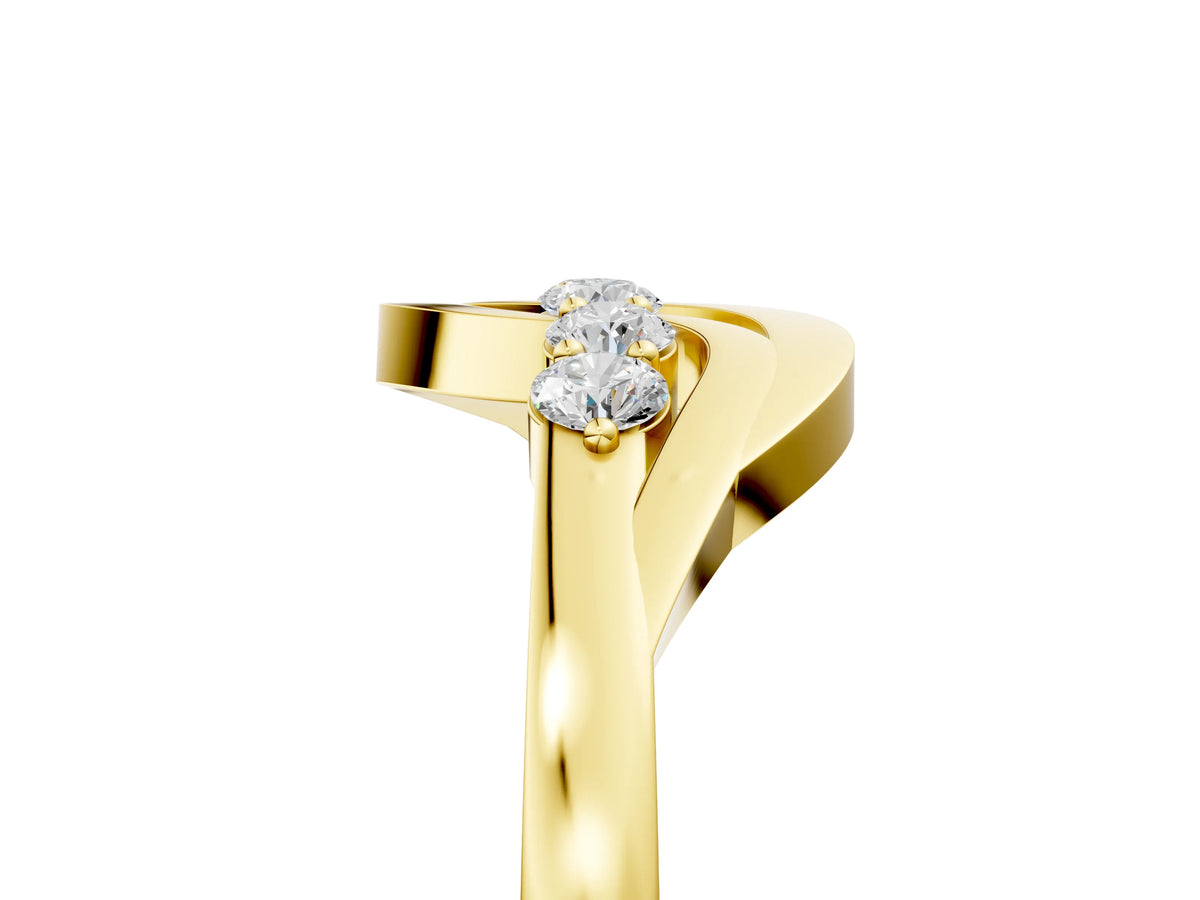 Yellow gold Five-Stone Round Diamond Crossover Band with Prong Setting_5