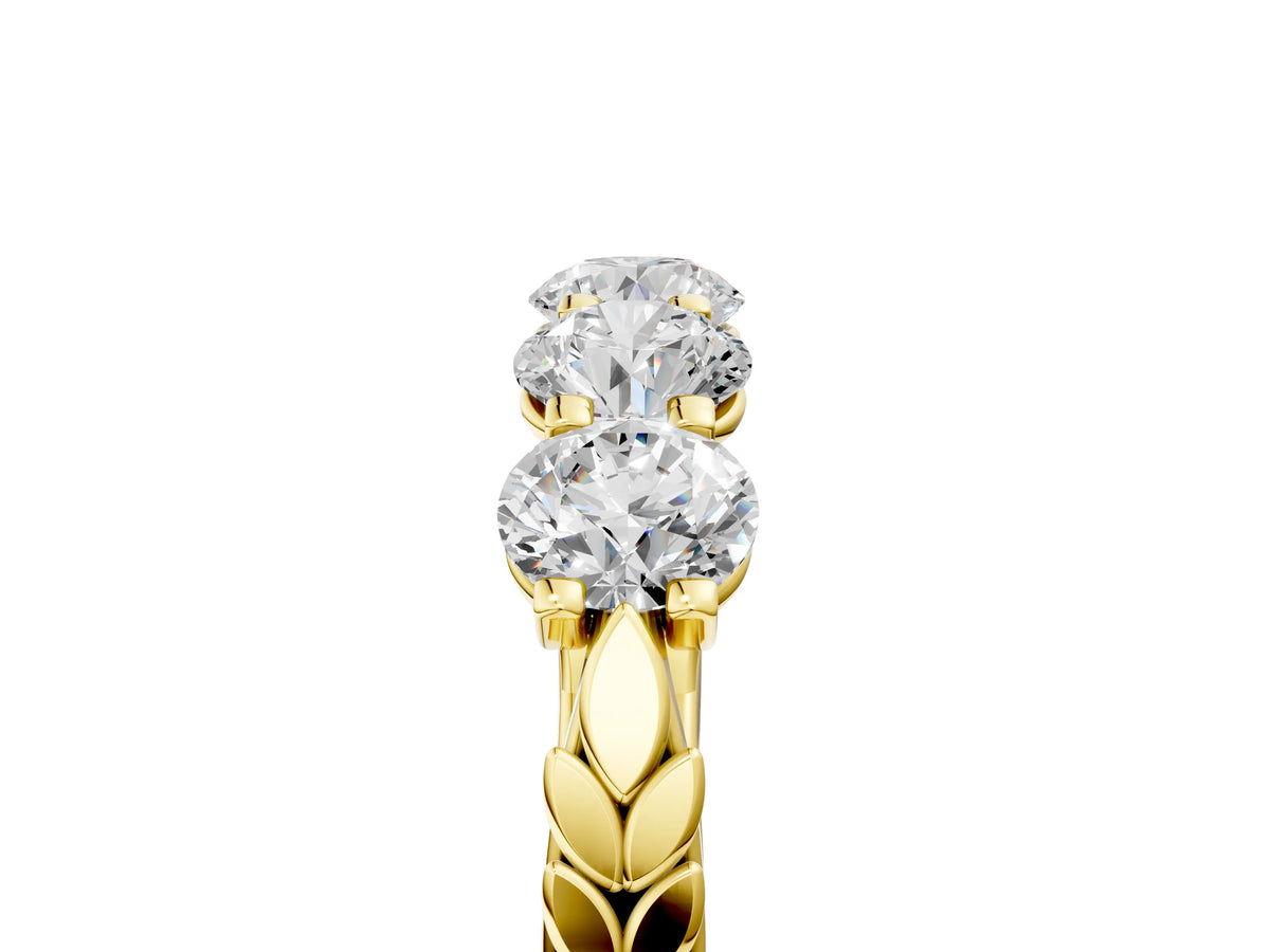 Yellow gold Five-Stone Round Diamond Prong-Set Band_5