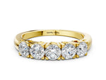 Yellow gold Five-Stone Round Diamond Prong Set White Gold Band