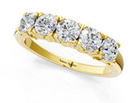 Yellow gold Five-Stone Round Diamond Prong Set White Gold Band_1